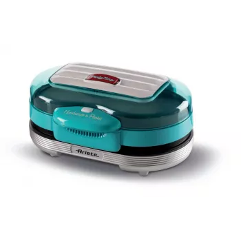 Ariete 205 Hamburger Maker Party Time, Hamburger-Maschine, 1200 W, Doppelte Antihaft-Platten, 2 Fächer, Leicht zu reinigen, blau