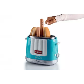 Ariete 206 Hot-Dog-Maker Party Time, 650 W, Blau, Hot-Dog-Toaster, Hellblau, 2 Stk., 650 W, 160 mm, 270 mm