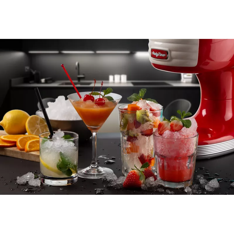 Ariete 76 Ice Crusher Party Time, Eiscrusher-Maschine, 30 W, herausnehmbarer Eisbehälter, Edelstahlklingen, Rot