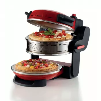 Ariete 927 Pizzeria, Doppel-Pizzaofen, 2 Pizzen in 4 Minuten, 2300 W, 2 feuerfeste Steine, 2 Thermostate, Durchmesser 32 cm, 5 Garstufen, 2 Paddel aus Edelstahl, Rot