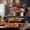 Ariete 927 Pizzeria, Doppel-Pizzaofen, 2 Pizzen in 4 Minuten, 2300 W, 2 feuerfeste Steine, 2 Thermostate, Durchmesser 32 cm, 5 Garstufen, 2 Paddel aus Edelstahl, Rot