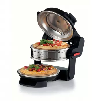Ariete 927 Pizzeria , Doppelpizzaofen, 2 Pizzen in 4 Minuten, 2300 W, 2 feuerfeste Steine, 2 Thermostate, Durchmesser 32 cm, 5 Garstufen, 2 Pizzaschaufeln aus Edelstahl, Rot