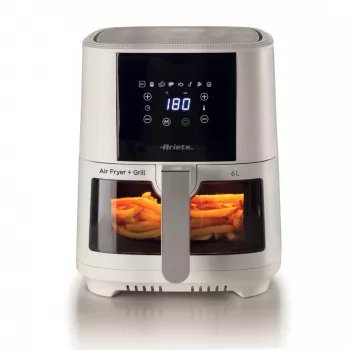 Ariete 4626 Airy Fryer 6L, Heißluftfritteuse, 1300 W, 6 l Fassungsvermögen, 2,5 kg Garraumkapazität, 8 voreingestellte Programme, Temperatur bis 200 °C, transparenter Korb für Kochkontrolle, Schwarz