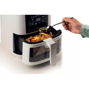 Ariete 4626 Airy Fryer 6L, Heißluftfritteuse, 1300 W, 6 l Fassungsvermögen, 2,5 kg Garraumkapazität, 8 voreingestellte Programme, Temperatur bis 200 °C, transparenter Korb für Kochkontrolle, Schwarz