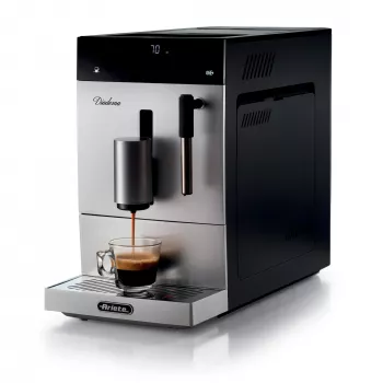 Ariete 1452 Diadema, Automatische Kaffeemaschine, 1350 W, 19 bar Druck, Für Kaffee, Americano und heißes Wasser, Cappuccino-Düse, LED-Anzeige, Verstellbarer Auslauf, Silber