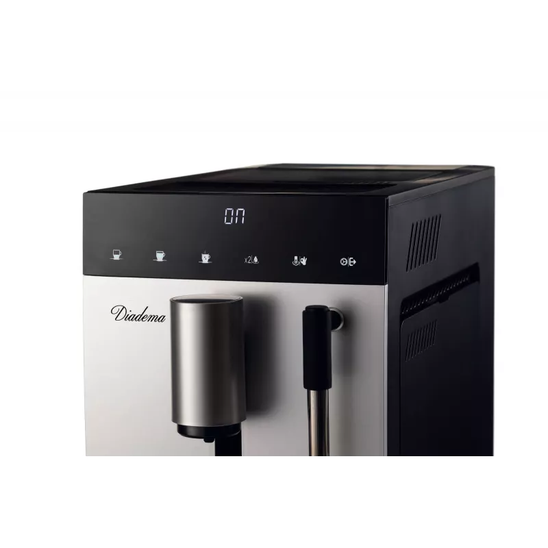 Ariete 1452 Diadema, Automatische Kaffeemaschine, 1350 W, 19 bar Druck, Für Kaffee, Americano und heißes Wasser, Cappuccino-Düse, LED-Anzeige, Verstellbarer Auslauf, Silber
