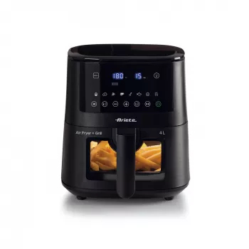 Ariete 4633, Heißluftfritteuse 4L, 1400W, Fassungsvermögen 4L, 9 Programme, Shake und Grill Funktion, Temperatur bis 200°C, Schwarz