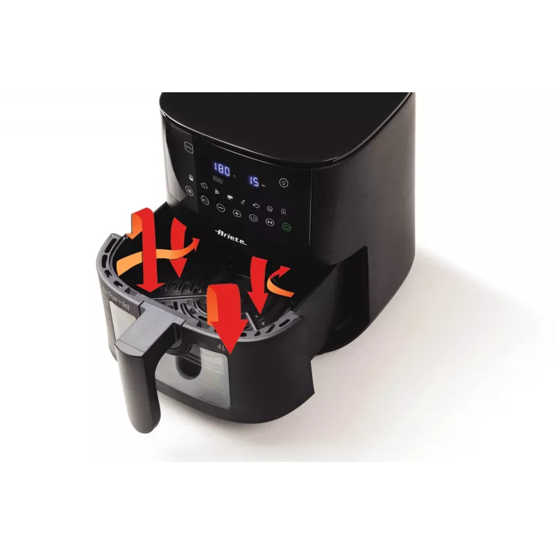 Ariete 4633, Heißluftfritteuse 4L, 1400W, Fassungsvermögen 4L, 9 Programme, Shake und Grill Funktion, Temperatur bis 200°C, Schwarz