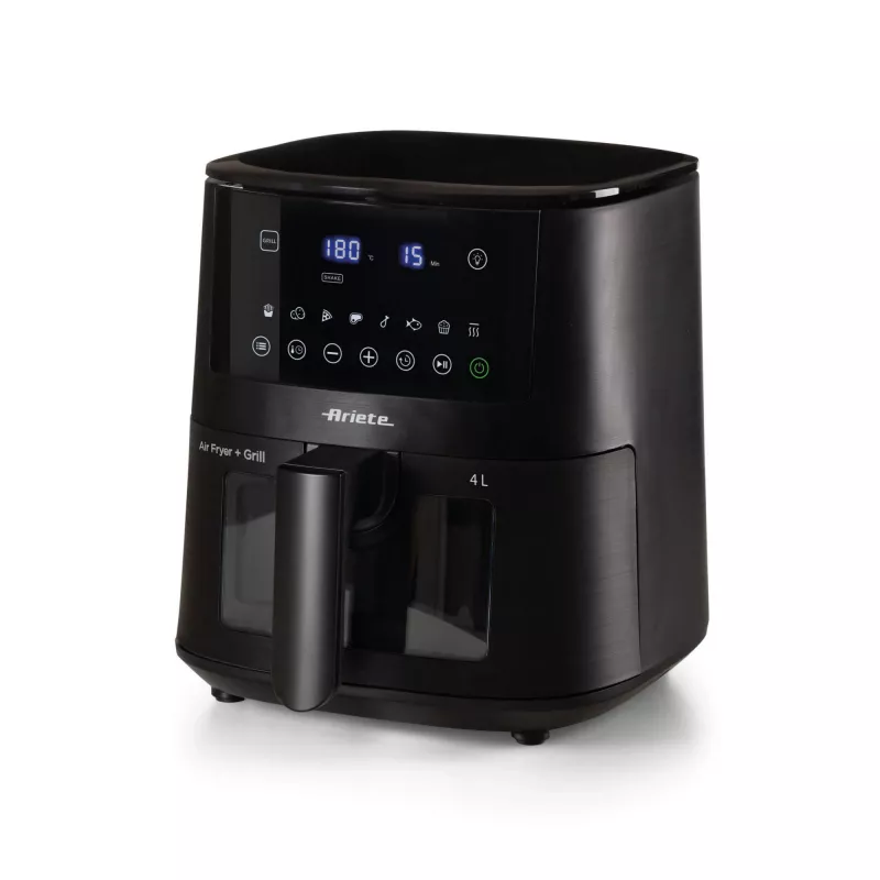 Ariete 4633, Heißluftfritteuse 4L, 1400W, Fassungsvermögen 4L, 9 Programme, Shake und Grill Funktion, Temperatur bis 200°C, Schwarz