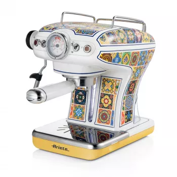 Ariete 1389 Positano Kaffeemaschine, 850 W, Tankkapazität 0,9 l, 1 oder 2 Tassen Filter, Abtropfschale, Milchaufschäumer