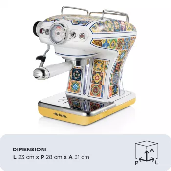 Ariete 1389 Positano Kaffeemaschine, 850 W, Tankkapazität 0,9 l, 1 oder 2 Tassen Filter, Abtropfschale, Milchaufschäumer
