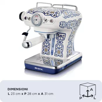 Ariete 1389 Capri Kaffeemaschine, 850 W, Tankinhalt 0,9 l, Filter für 1 oder 2 Tassen, Abtropfschale, Milchaufschäumer