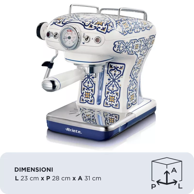 Ariete 1389 Capri Kaffeemaschine, 850 W, Tankinhalt 0,9 l, Filter für 1 oder 2 Tassen, Abtropfschale, Milchaufschäumer