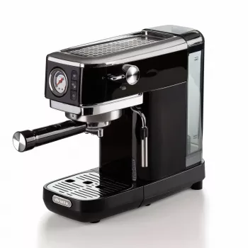 Ariete 1381 Kaffeemaschine mit Manometer, geeignet für Kaffeepulver und ESE-Pads, 1300 W, 1,1 l Wassertank, 15 bar Druck, Filter für ½ Tasse, Cappuccino-Düse, Schwarz