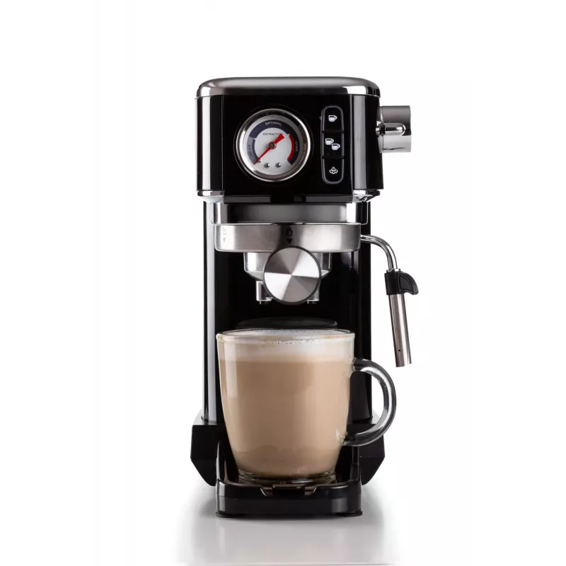 Ariete 1381 Kaffeemaschine mit Manometer, geeignet für Kaffeepulver und ESE-Pads, 1300 W, 1,1 l Wassertank, 15 bar Druck, Filter für ½ Tasse, Cappuccino-Düse, Schwarz