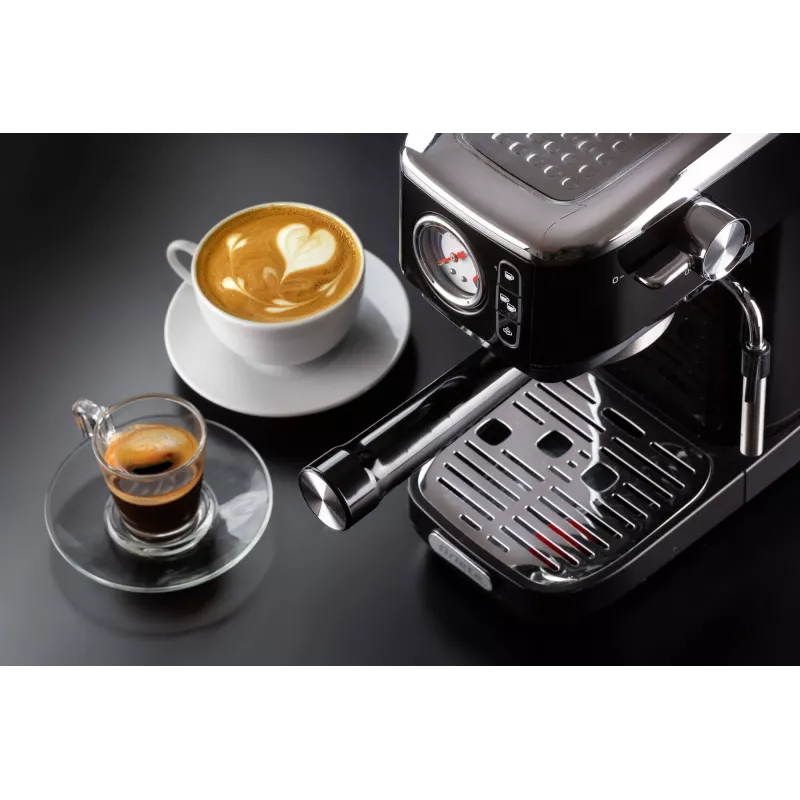 Ariete 1381 Kaffeemaschine mit Manometer, geeignet für Kaffeepulver und ESE-Pads, 1300 W, 1,1 l Wassertank, 15 bar Druck, Filter für ½ Tasse, Cappuccino-Düse, Schwarz