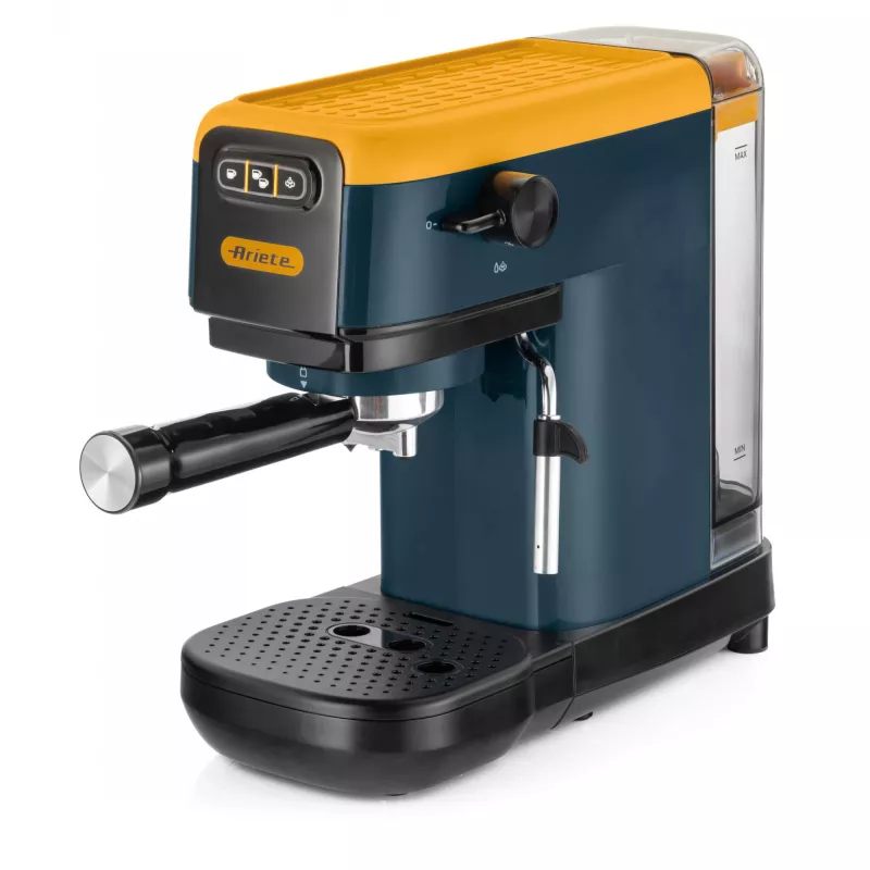 Ariete 1399 Espresso-Kaffeemaschine, für Pulver und ESE-Pads, 1300 W, 1,1 l Fassungsvermögen, 15 bar Druck, 1, 2 Tassen und ESE-Pad-Filter, Cappuccino, Gelb