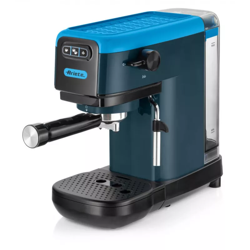 Ariete 1399 Espresso-Kaffeemaschine, für Kaffeepulver und ESE-Pads, 1300 W, 1,1 l Fassungsvermögen, 15 bar Druck, Filter für 1, 2 Tassen und ESE-Pads, Cappuccino, Blau