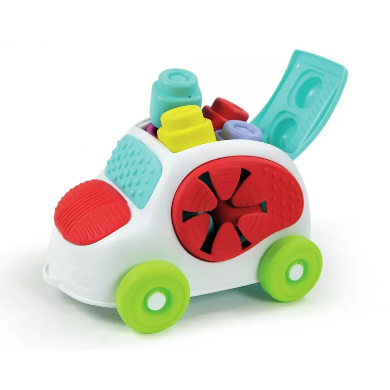 Ein innovatives Auto mit weichen Einsätzen, wie den Clemmy-Steinen, für ein anregendes Erlebnis, das Spiel und sensorische Entdeckung verbindet.<br><br>Die weichen Einsätze können erkundet und berührt werden, um die verschiedenen Reliefmuster und Formen zu entdecken. Fördert den Tastsinn und die manuellen Fähigkeiten.<br><br>Das Dach des Autos kann als Basis zum Stapeln der Clemmy-Steine…