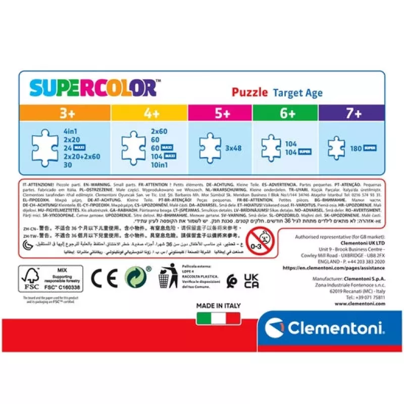 Clementoni Supercolor Disney Princess Puzzle 30 Stück Cartoons