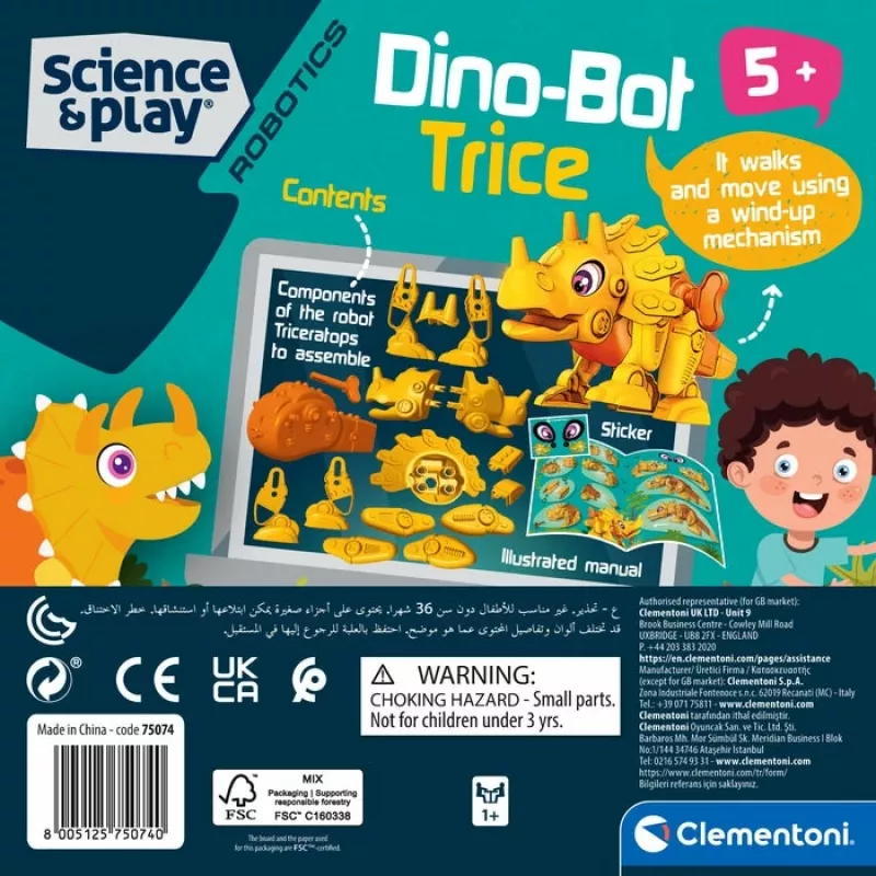 Clementoni Dino Bot Triceratops Junior, Roboterdinosaurier, 5 Jahre