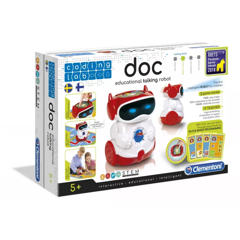 Clementoni DOC - Pädagogischer sprechender Roboter, Programmierbarer Roboter, 5 Jahr(e), Rot, Weiß
