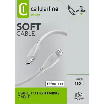 Cellularline Soft-Kabel 120 cm – USB-C auf Lightning USB-C auf Lightning Soft-Touch-Kabel