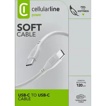 Cellularline Soft Kabel 120 cm - USB-C auf USB-C Soft-Touch-Kabel