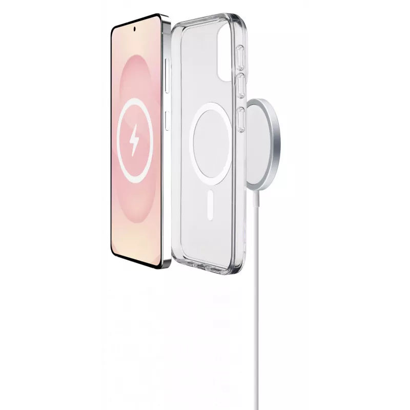 Cellularline Clear Mag - Galaxy S25 Edge ultrarobuste transparente Hülle mit Gummirand, kompatibel mit dem Qi2-Ökosystem und magnetischem Zubehör, behandelt gegen Vergilbung.