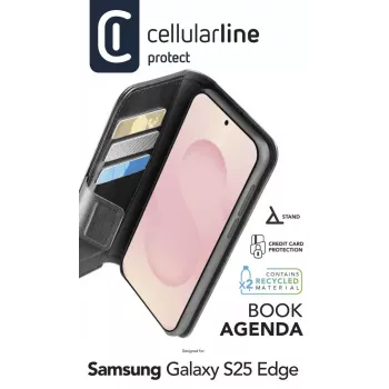 Cellularline Book Agenda Galaxy S25 Edge Kunstleder-Buchhülle mit Magnetverschluss