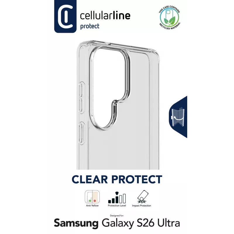 Cellularline Clear Protect - Galaxy S26 Ultra Hartschale mit Gummirändern