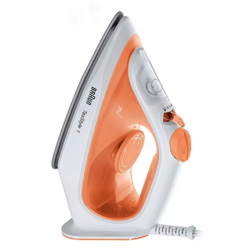 Braun TexStyle 1 SI1009OR Dampfbügeleisen Antihaft-Bügelsohle 1900 W Orange, Weiß