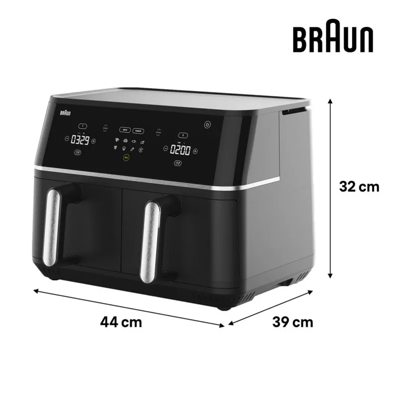 Braun TD 5030I BK Doppel 10 L Standgerät 2400 W Heißluftfritteuse Schwarz, Silber