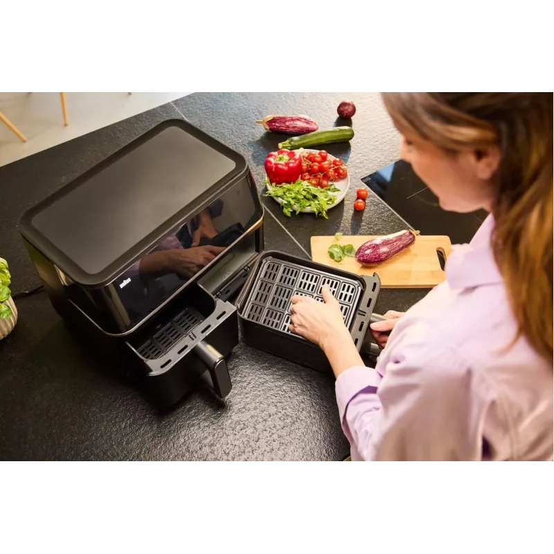 Braun TD 5030I BK Doppel 10 L Standgerät 2400 W Heißluftfritteuse Schwarz, Silber