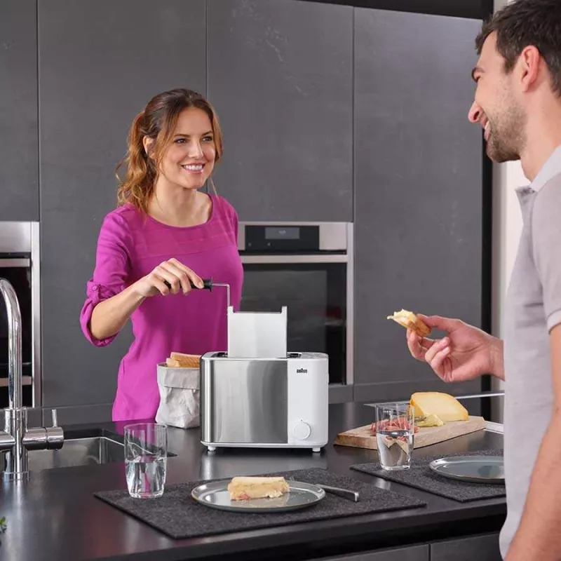 Braun GRILLE-PAIN HT5015WH 13 2 Scheiben 1000 W Grau, Weiß