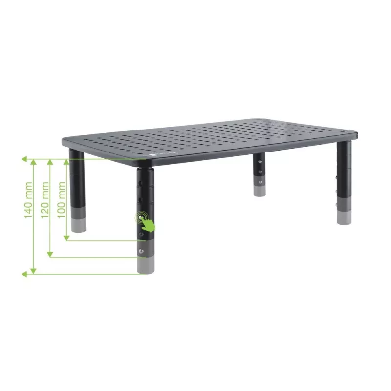 Techly Monitor / Laptop Schreibtischständer Schwarz, Freistehend, 20 kg, Höhenverstellung, Schwarz