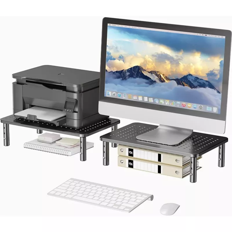 Techly Monitor / Laptop Schreibtischständer Schwarz, Freistehend, 20 kg, Höhenverstellung, Schwarz