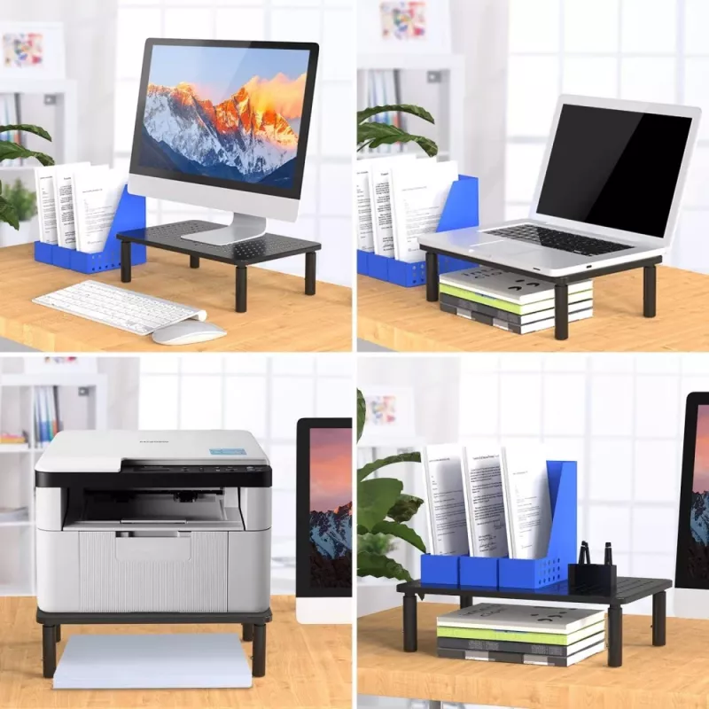 Techly Monitor / Laptop Schreibtischständer Schwarz, Freistehend, 20 kg, Höhenverstellung, Schwarz