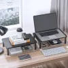 Techly Monitor / Laptop Schreibtischständer Schwarz, Freistehend, 20 kg, Höhenverstellung, Schwarz