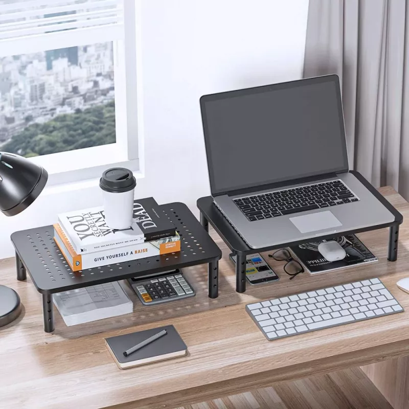 Techly Monitor / Laptop Schreibtischständer Schwarz, Freistehend, 20 kg, Höhenverstellung, Schwarz