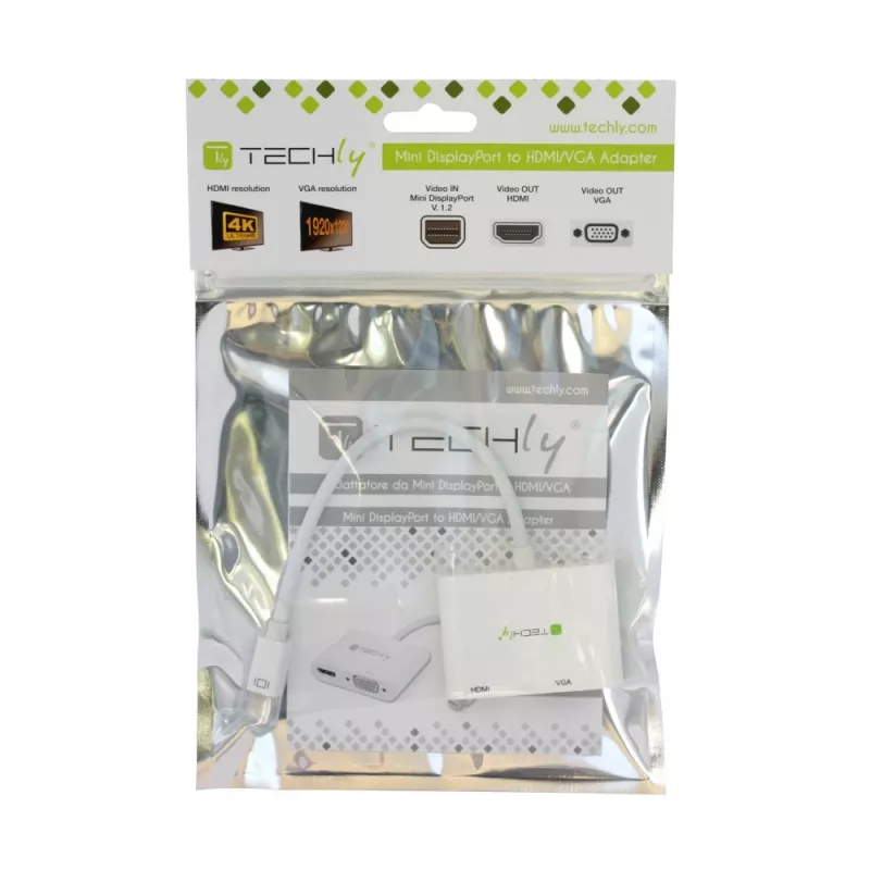 Techly Mini DisplayPort auf HDMI/VGA Adapter, 0,15 m, Mini DisplayPort, HDMI + VGA (D-Sub), Stecker, Buchse, 1920 x 1200 Pixel