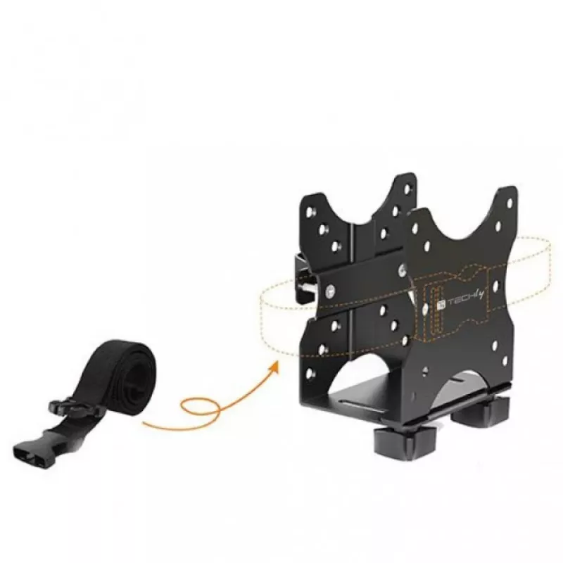 Techly Untertisch verstellbare CPU-Halterung, 5 kg, 75 x 75 mm, 100 x 100 mm, Schwarz