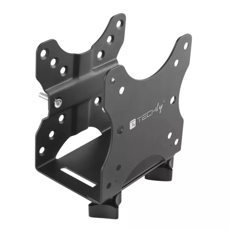 Techly Untertisch verstellbare CPU-Halterung, 5 kg, 75 x 75 mm, 100 x 100 mm, Schwarz