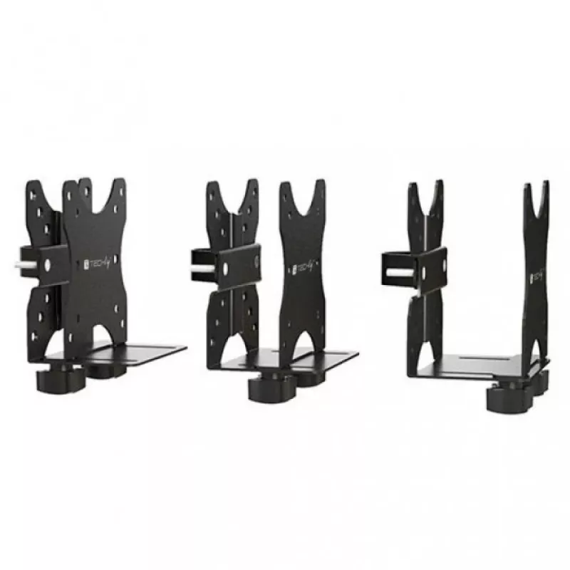 Techly Untertisch verstellbare CPU-Halterung, 5 kg, 75 x 75 mm, 100 x 100 mm, Schwarz