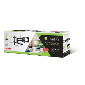 Techly schlank-Wandhalterung für 32-70 Zoll LCD LED TV Schwarz, 81,3 cm (32 Zoll), 177,8 cm (70 Zoll), 45 kg, 600 x 400 mm, -10 - 5°, Schwarz
