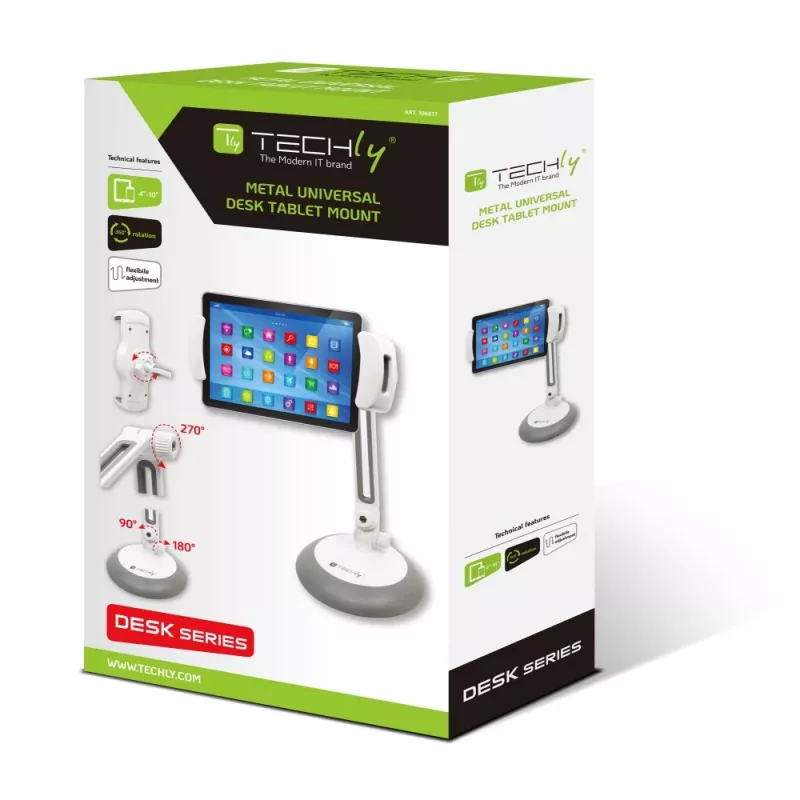 Techly Universal Desktop Stand für Smartphone und Tablet bis zu 10 Zoll
