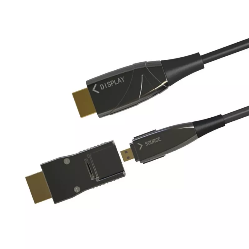 Techly HDMI A/A Micro HDMI AOC Glasfaserkabel 4K 10m, 10 m, HDMI Typ A (Standard), HDMI Typ D (Micro), 3D, 18 Gbit/s, Schwarz