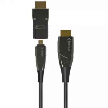Techly HDMI A/A Micro HDMI AOC Glasfaserkabel 4K 20m, 20 m, HDMI Typ A (Standard), HDMI Typ D (Micro), 3D, 18 Gbit/s, Schwarz