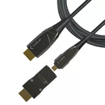 Techly HDMI A/A Micro HDMI AOC Glasfaserkabel 4K 50m, 50 m, HDMI Typ A (Standard), HDMI Typ D (Micro), 3D, 18 Gbit/s, Schwarz