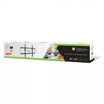 Techly Feste Wandhalterung LED TV LCD 40-65 Zoll, 165,1 cm (65 Zoll), 200 x 200 mm, 600 x 400 mm, -12 – 0°, Metall, Schwarz
